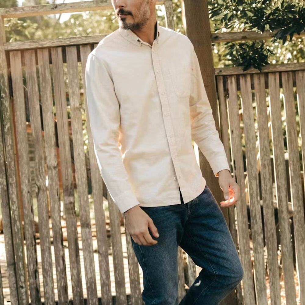 Taylor Stitch The Jack Oat Corduroy Button Down Long Sleeve Shirt 46 NEW Cream